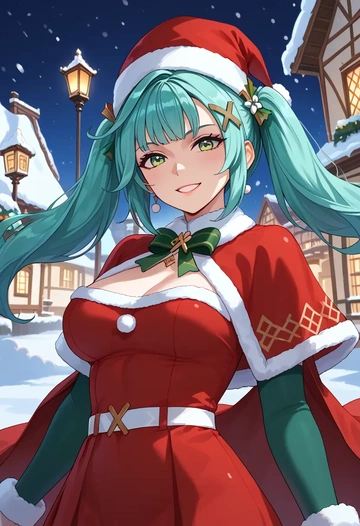 genshin impact,Faruzan,Christmas,dress  - AI generated anime art