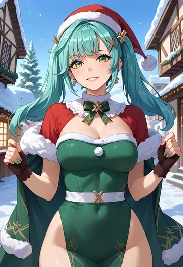 genshin impact,Faruzan,Christmas,dress  - AI generated anime art