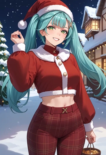 genshin impact,Faruzan,Christmas,plaid trousers  - AI generated anime art