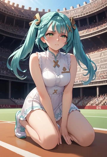 genshin impact,Faruzan,tennis skirt  - AI generated anime art