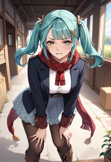 genshin impact,Faruzan,winter,student uniform,fur-collared jacket  - AI generated anime art