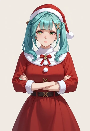 genshin impact,Faruzan,Christmas,red velvet dress  - AI generated anime art