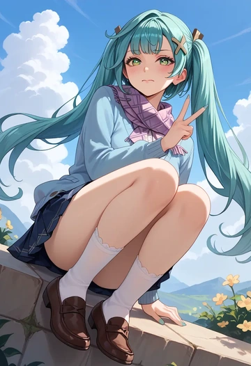 genshin impact,Faruzan,spring,student uniform,cardigan  - AI generated anime art