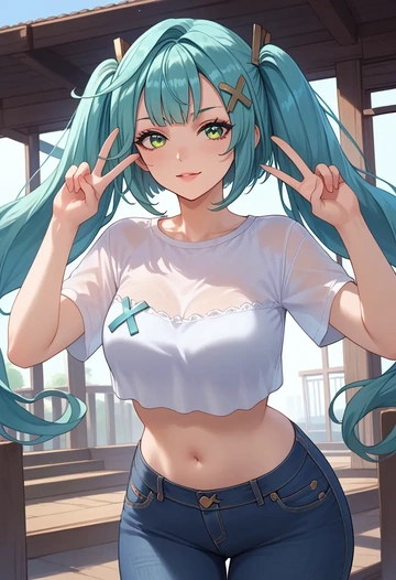 genshin impact,Faruzan,crop top  - AI generated anime art