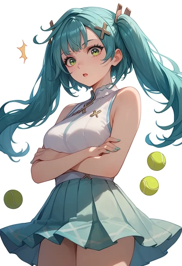 genshin impact,Faruzan,tennis dress,visor,trainers  - AI generated anime art