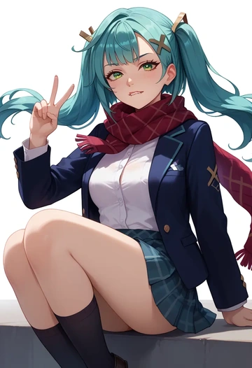 genshin impact,Faruzan,winter,student uniform,plaid skirt  - AI generated anime art