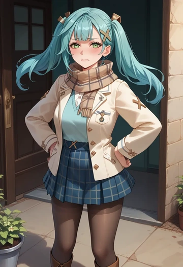 genshin impact,Faruzan,winter,student uniform,down jacket  - AI generated anime art