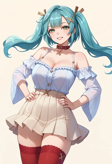 genshin impact,Faruzan,collar,oversized,Thigh garters  - AI generated anime art