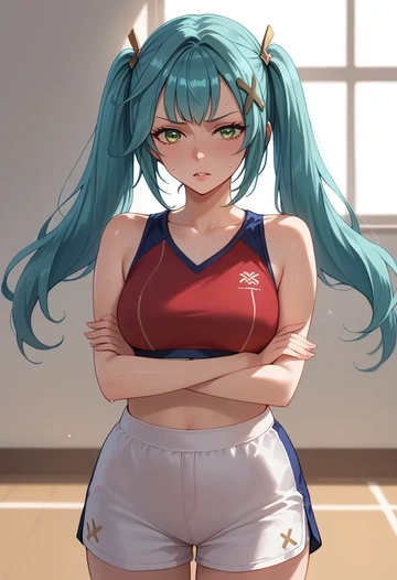 genshin impact,Faruzan,volleyball uniform  - AI generated anime art