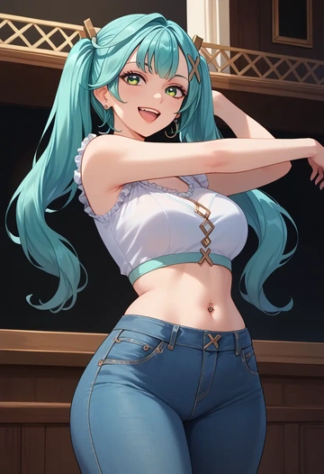 genshin impact,Faruzan,crop top  - AI generated anime art