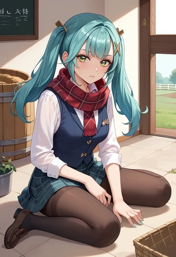 genshin impact,Faruzan,winter,student uniform,vest  - AI generated anime art