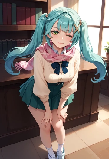 genshin impact,Faruzan,spring,student uniform,knit sweater  - AI generated anime art