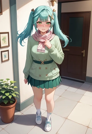 genshin impact,Faruzan,spring,student uniform,knit sweater  - AI generated anime art