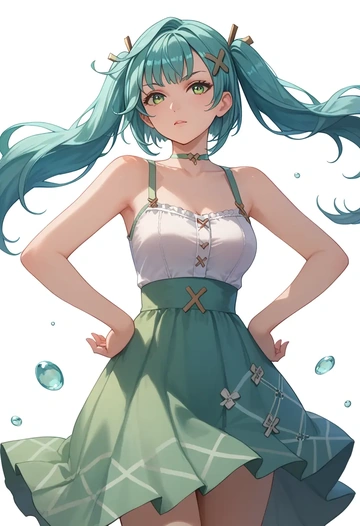 genshin impact,Faruzan,silk slip dress,polka dots  - AI generated anime art