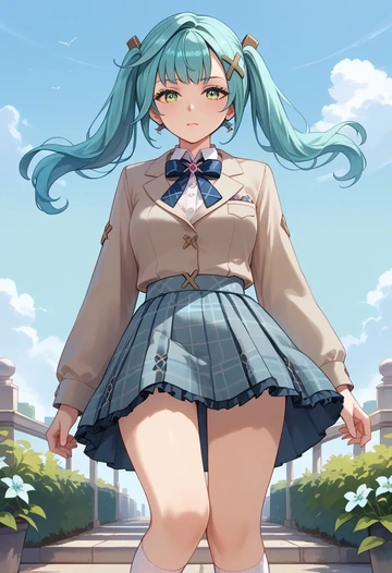 genshin impact,Faruzan,spring,student uniform,blazer  - AI generated anime art