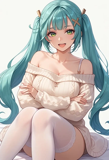 genshin impact,Faruzan,off-shoulder,sweater  - AI generated anime art