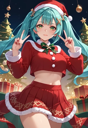 genshin impact,Faruzan,Christmas,skirt  - AI generated anime art