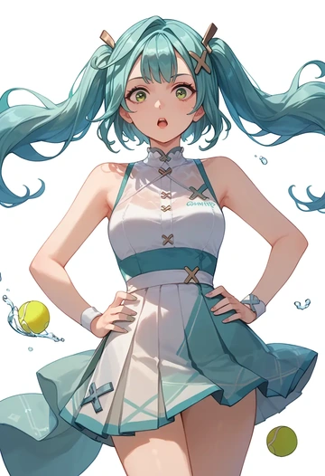 genshin impact,Faruzan,tennis dress,visor,trainers  - AI generated anime art