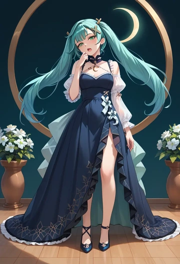 genshin impact,Faruzan,gothic priestess gown,high slit,embroidered veil  - AI generated anime art