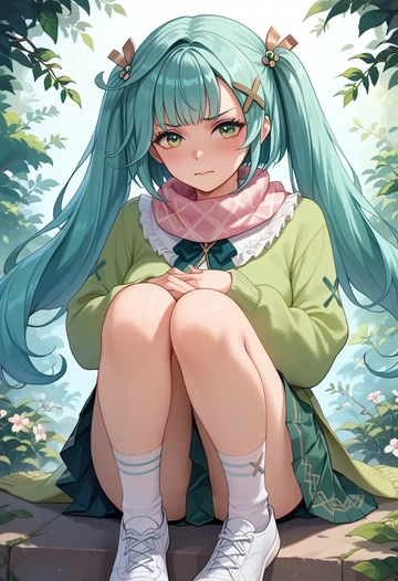 genshin impact,Faruzan,spring,student uniform,knit sweater  - AI generated anime art