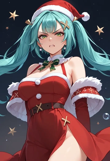 genshin impact,Faruzan,Christmas,red velvet dress  - AI generated anime art