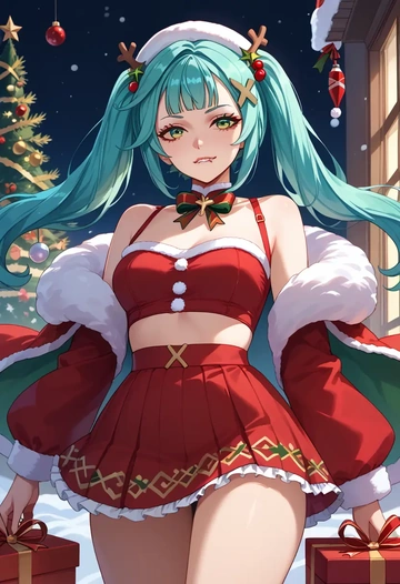 genshin impact,Faruzan,Christmas,skirt  - AI generated anime art