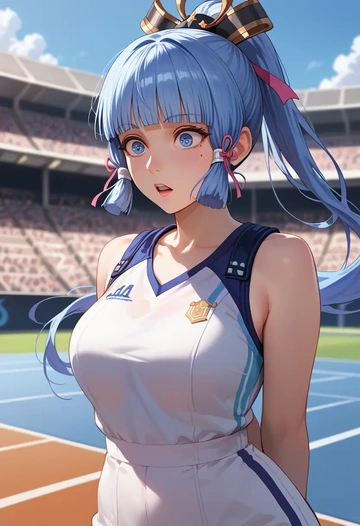 genshin impact,Kamisato_Ayaka,athletic  - AI generated anime art