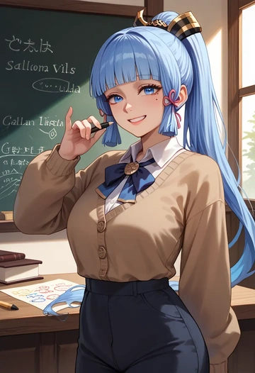 genshin impact,Kamisato_Ayaka,teacher, sweater  - AI generated anime art