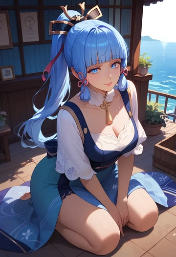 genshin impact,Kamisato_Ayaka,mesh graffiti top,dolphin shorts  - AI generated anime art