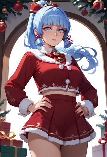 genshin impact,Kamisato_Ayaka,Christmas,skirt  - AI generated anime art