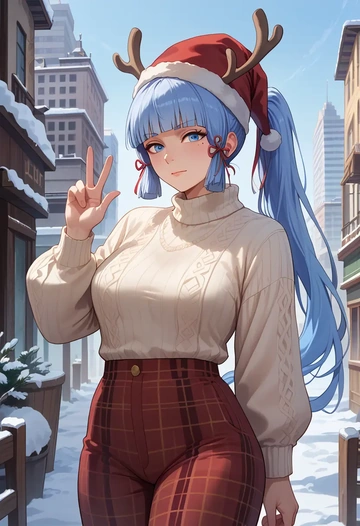 genshin impact,Kamisato_Ayaka,Christmas  - AI generated anime art