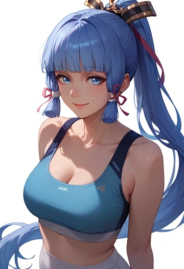 genshin impact,Kamisato_Ayaka,sports bra,wide-leg joggers  - AI generated anime art