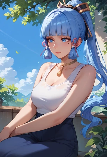 genshin impact,Kamisato_Ayaka,abstract print tank,dolphin shorts  - AI generated anime art