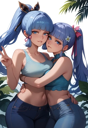 genshin impact,Kamisato_Ayaka,crop top  - AI generated anime art