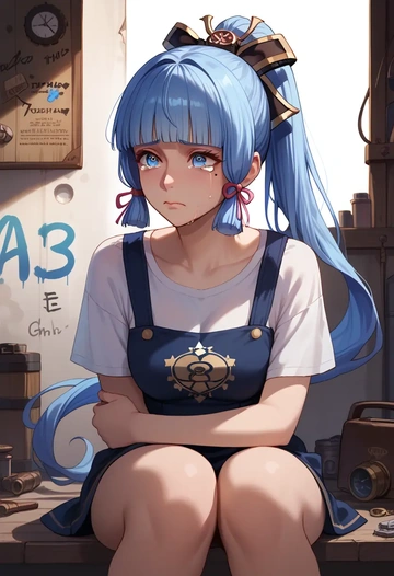 genshin impact,Kamisato_Ayaka,crop graffiti tee,dolphin shorts  - AI generated anime art