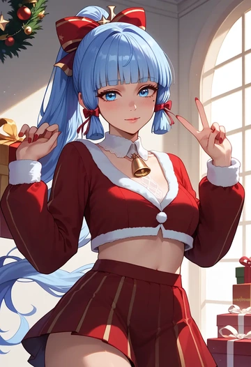 genshin impact,Kamisato_Ayaka,Christmas,skirt  - AI generated anime art