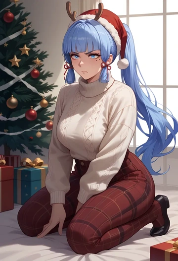 genshin impact,Kamisato_Ayaka,Christmas  - AI generated anime art