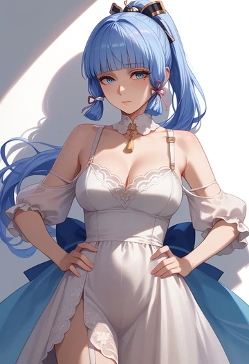 genshin impact,Kamisato_Ayaka,silk slip dress  - AI generated anime art