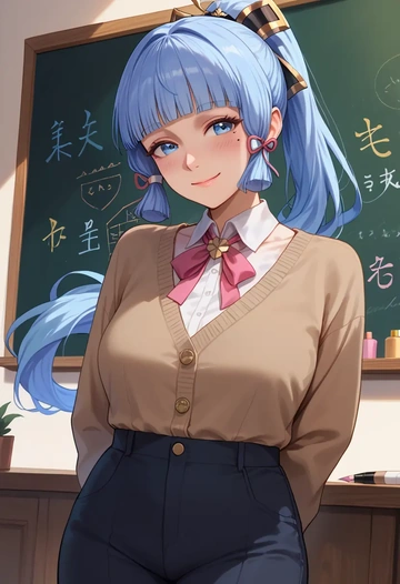 genshin impact,Kamisato_Ayaka,teacher, sweater  - AI generated anime art