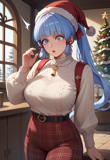 genshin impact,Kamisato_Ayaka,Christmas  - AI generated anime art