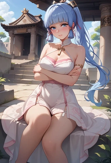 genshin impact,Kamisato_Ayaka,silk slip dress  - AI generated anime art