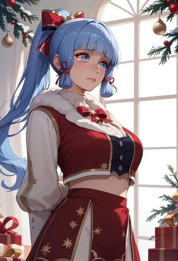 genshin impact,Kamisato_Ayaka,Christmas,skirt  - AI generated anime art