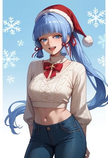 genshin impact,Kamisato_Ayaka,Christmas  - AI generated anime art