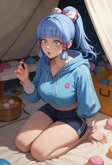 genshin impact,Kamisato_Ayaka,hoodie,cropped,high-waisted joggers  - AI generated anime art