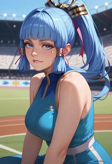 genshin impact,Kamisato_Ayaka,athletic  - AI generated anime art