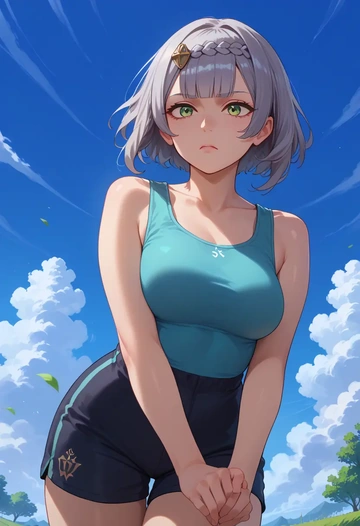 genshin impact,Noelle,athletic,shorts,sexy  - AI generated anime art