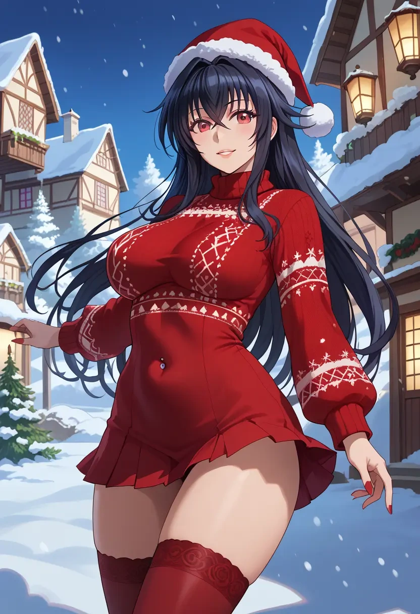 high_school_dxd,Raynare,Christmas,sweater dress,stockings  - 