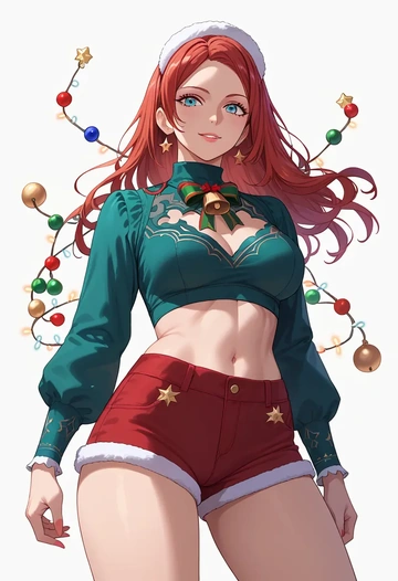 nier_automata,a2_(nier_automata),Christmas,red velvet shorts  - AI generated anime art