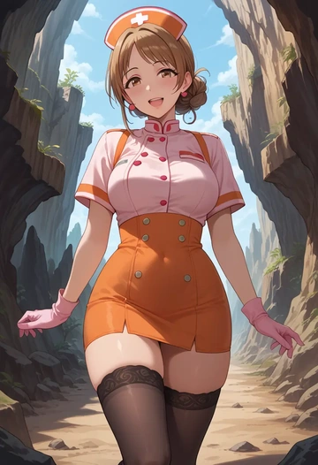 idolmaster,abe_nana,nurse pantyhose,mini skirt, sexy  - AI generated anime art