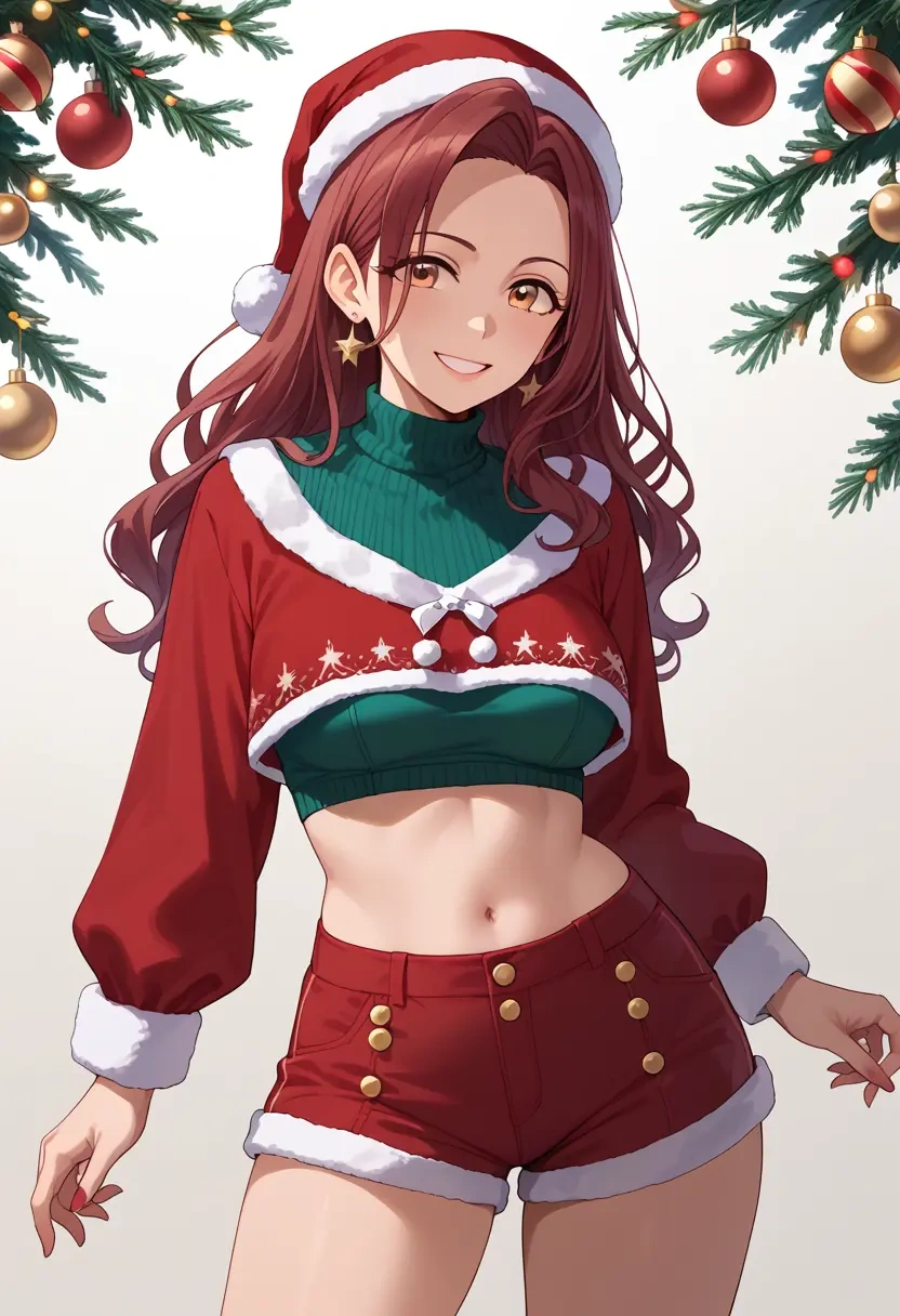 idolmaster,abe_nana,Christmas,red velvet shorts  - 